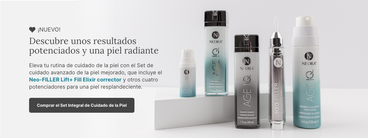 Elevate your skincare routine with the Upgraded Advanced Skincare Set featuring Neo-Filler. Featured are products in the set.
